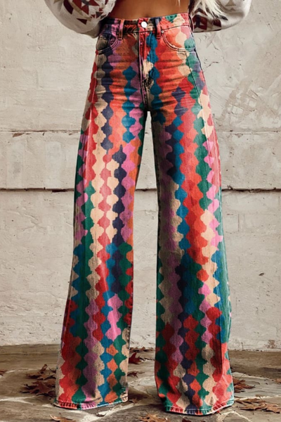 Livia - Boho Colourful Pattern Trousers