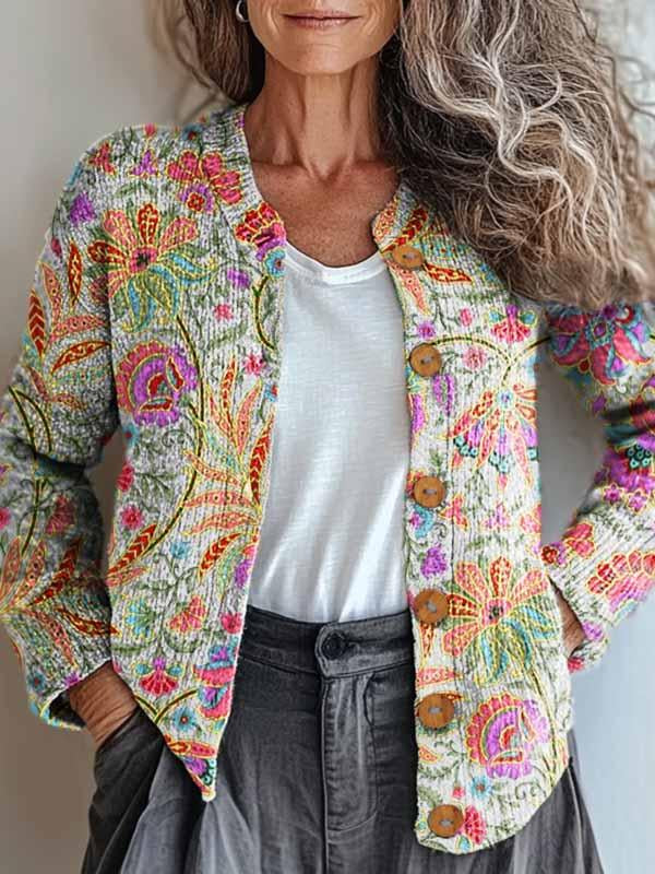 Soraya Chic Pastel-Patterned Cardigan