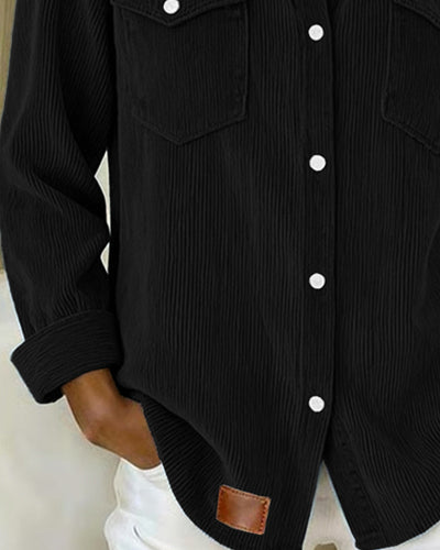 Laluna® | Long-Sleeve Shirt with Lapel and Button Placket