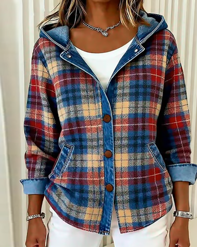 Laluna® | Fashionable Checked Jacket with Hood