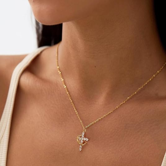 Aurelia Crown Cross Necklace