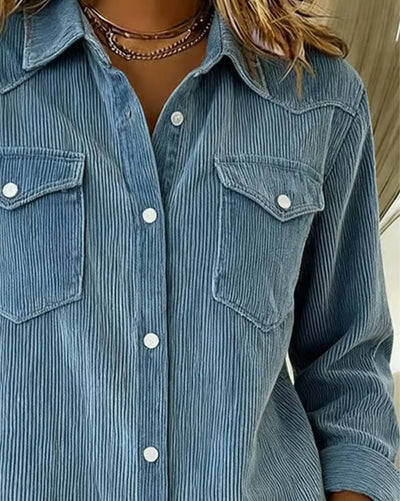 Laluna® | Long-Sleeve Shirt with Lapel and Button Placket