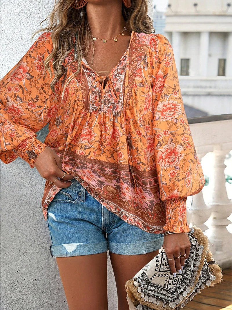 Grace | Floral Top  Orange