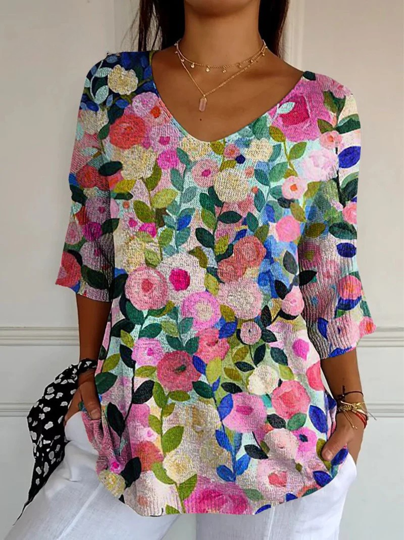 Nancy™ | Colorful Spring Floral Garden Pullover