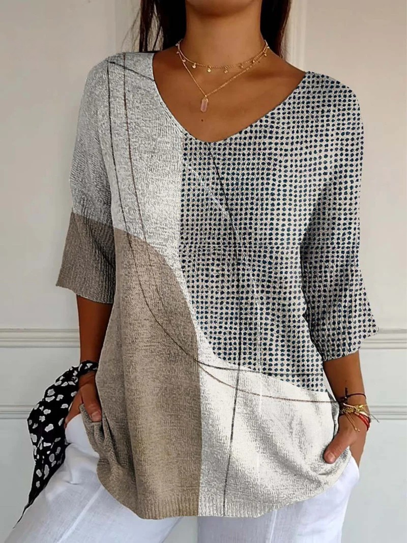 Tessa™ | Modern Geometric Pattern Art Knit Top