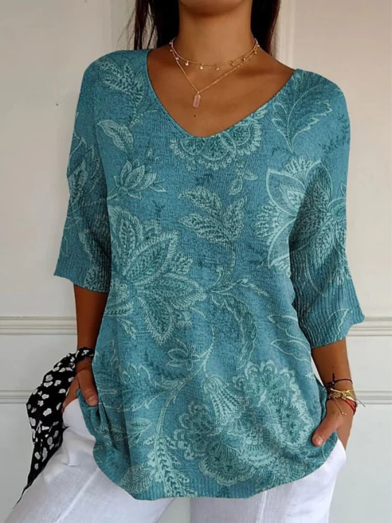 Theresa™ | Vintage Ethnic Floral Art-Print Pullover Knit