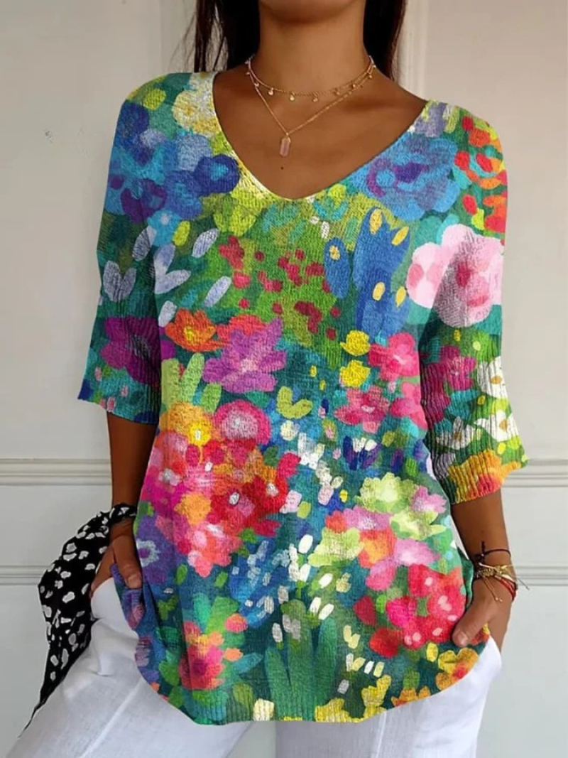 Diane™ | Vintage Lovely Floral Art-Print Casual Pullover Knit