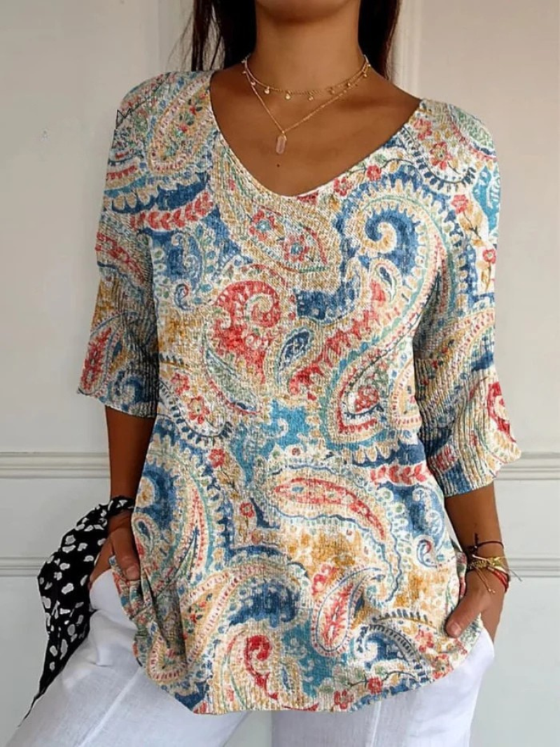 Ruby™ | Vintage Ethnic Floral Art-Print Casual Pullover Knit