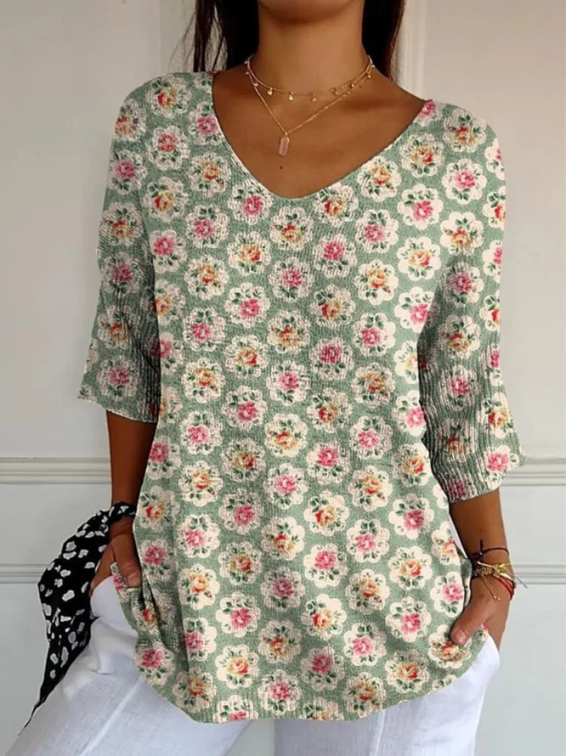Elsie™ | Vintage Ethnic Floral Art-Print Casual Pullover Knit
