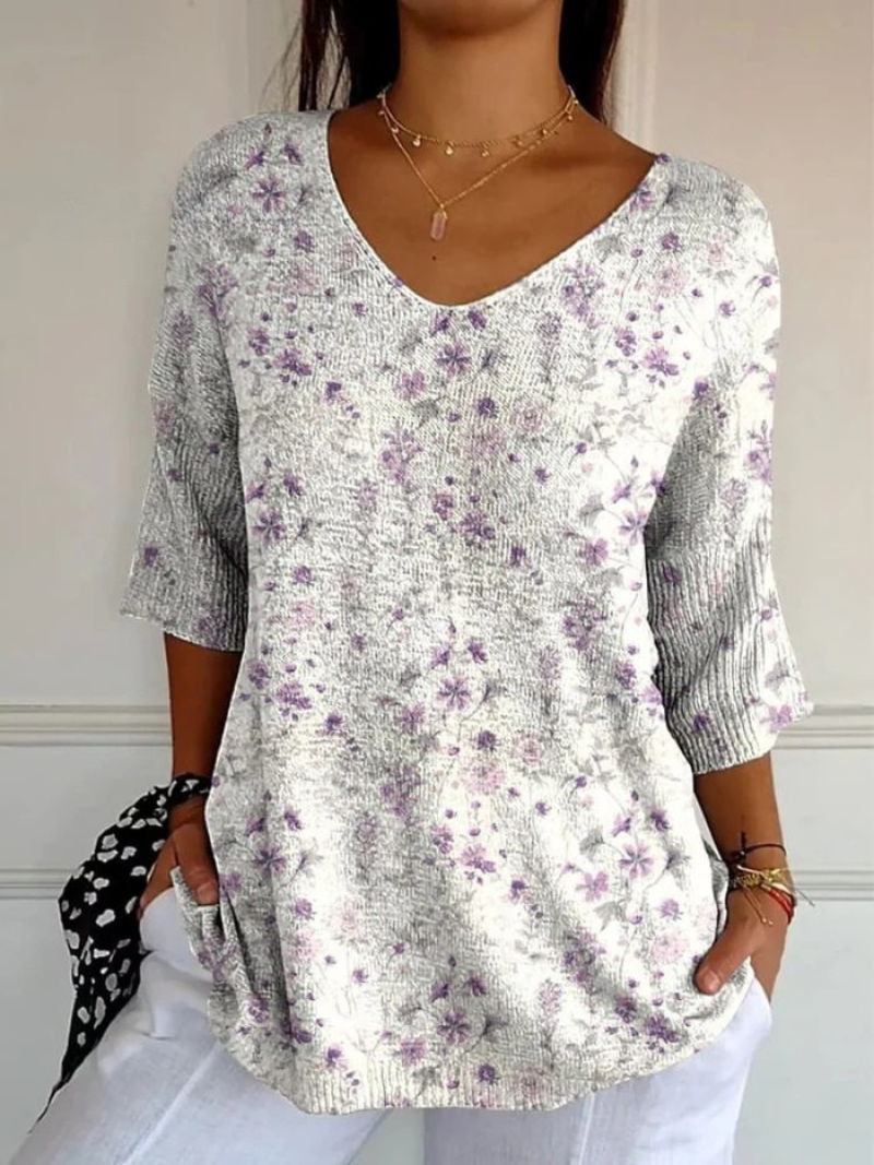 Linda™ | Vintage Floral Art Casual Pullover Knit