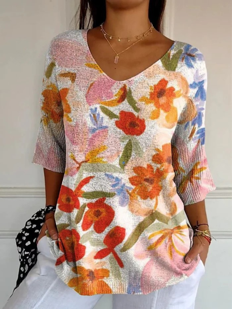Linda™ | Vintage Floral Art Casual Pullover Knit