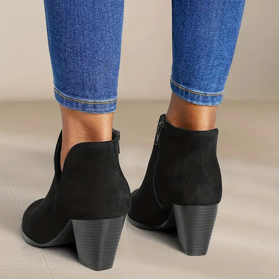 POINTED ANKLE BOOT WITH SUEDE EFFECT